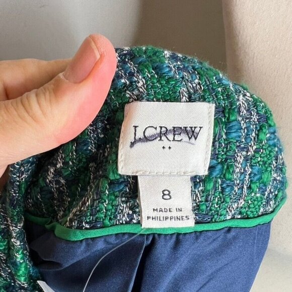J.Crew Womens $228 Tweed Lady Jacket Blue Green Size 8 BS926 - Picture 9 of 11